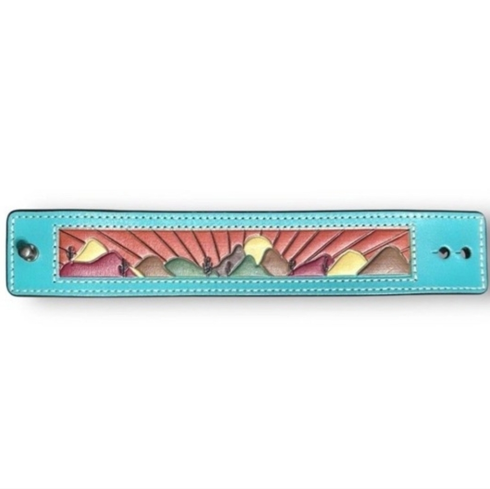 NWT Genuine Tooled Leather Cuff Bracelet - Picture 3 of 4